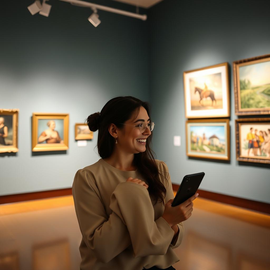 Осматривая картины в галерее