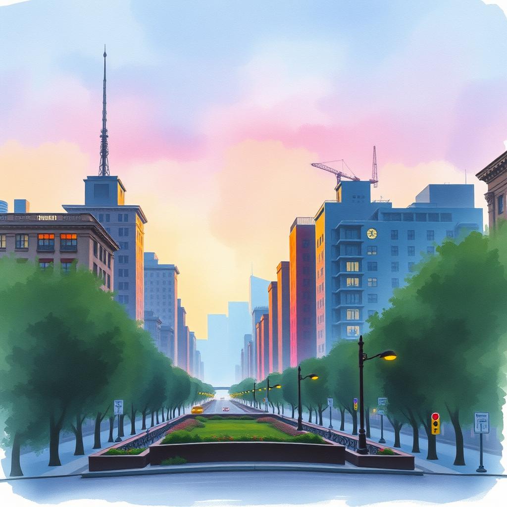 Утро в городском парке