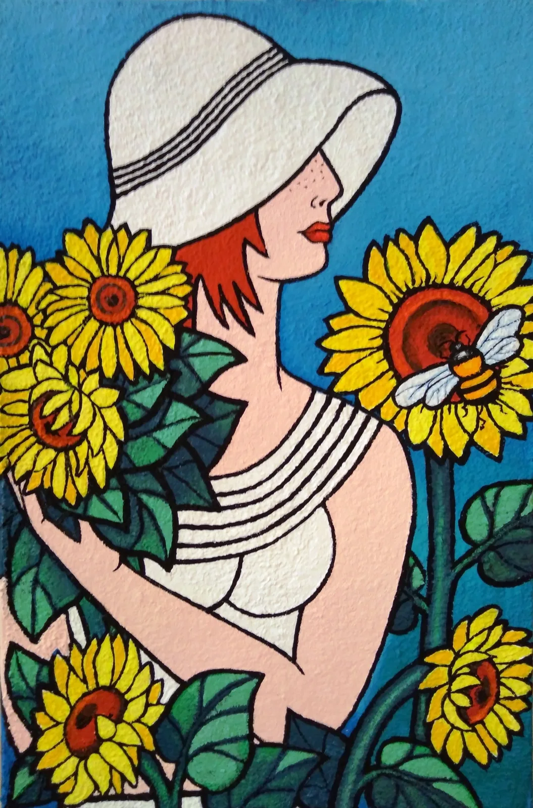 Картина «"Девушка с подсолнухами"» — Елена Бояринцева, Жанровая живопись, аукцион Artstore