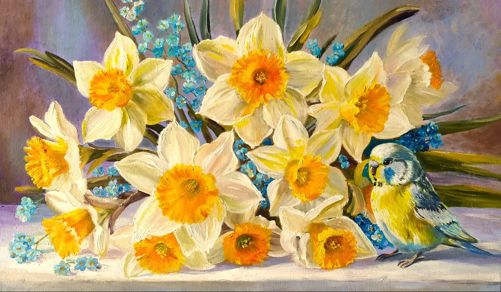Картина «Иннокентий с нарциссами» — Маргарита Щенина, Натюрморт, аукцион Artstore