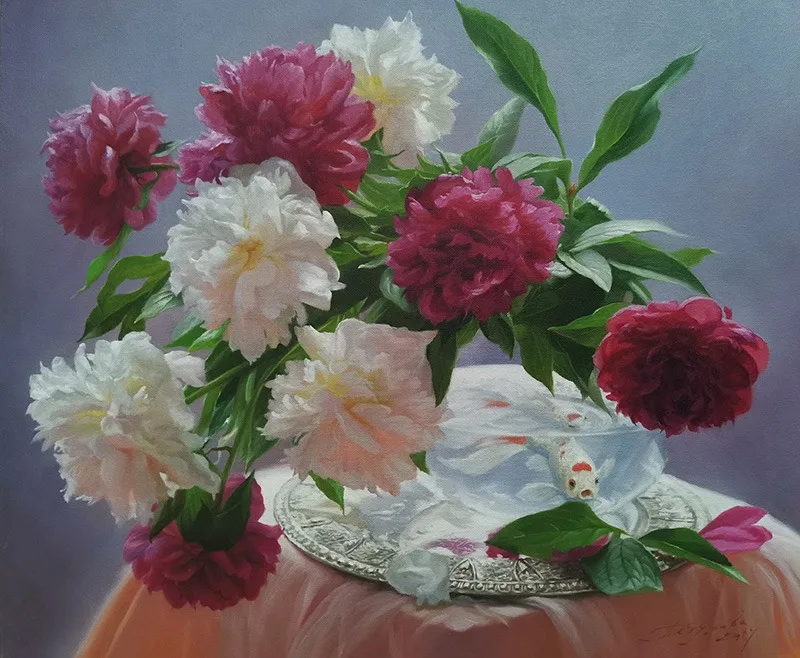 Картина «"Натюрморт с золотой рыбкой."» — Марина Петухова, Натюрморт, аукцион Artstore