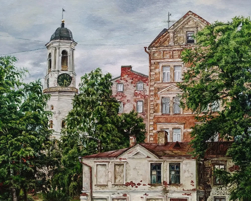 Картина «Часовая башня.(Выборг)» — Виктория Попушой, Городской пейзаж, аукцион Artstore