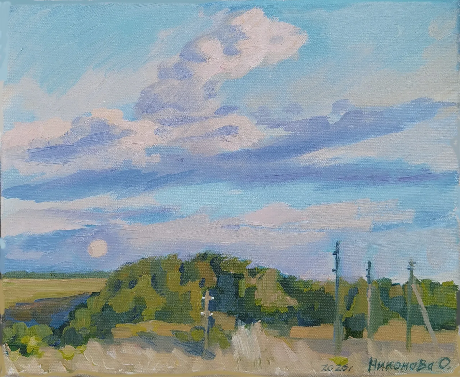 Картина «Пейзаж с солнцем и луной» — Ольга Никонова, Пейзаж, аукцион Artstore