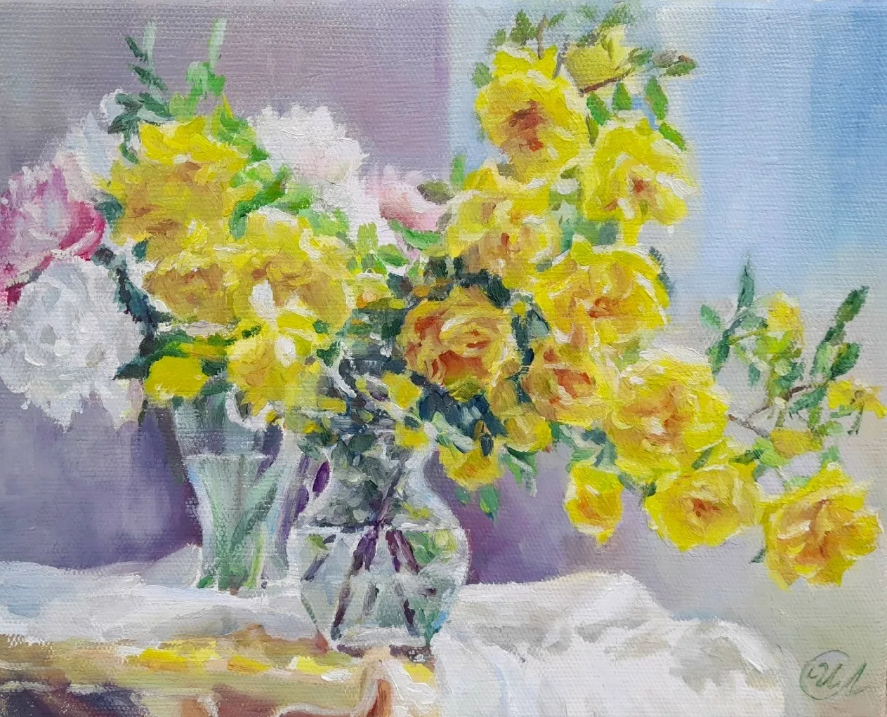 Картина «Этюд с веткой розы» — Ирина Литвинова, Натюрморт, аукцион Artstore