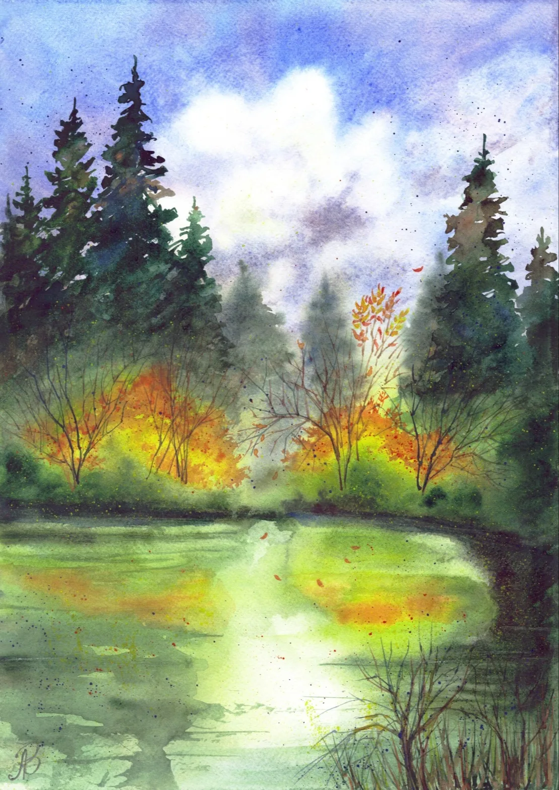 Картина «Осень у пруда» — Алла Валежина, Пейзаж, аукцион Artstore