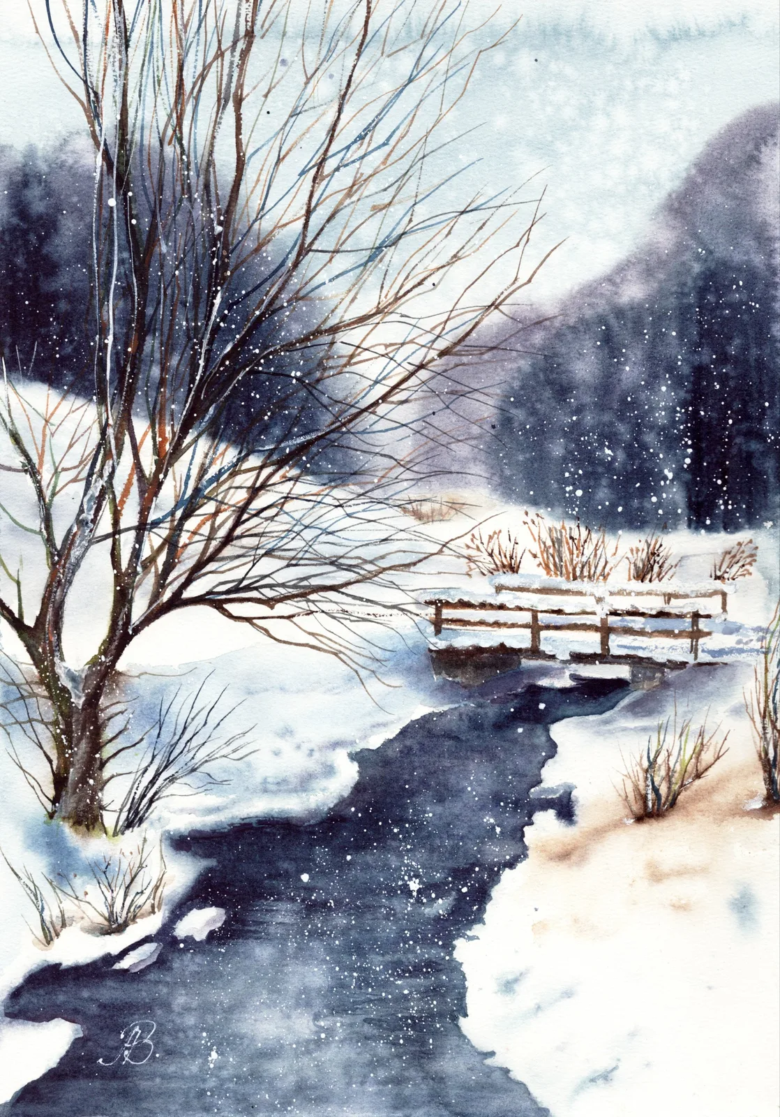 Картина «Зимний мостик» — Алла Валежина, Пейзаж, аукцион Artstore