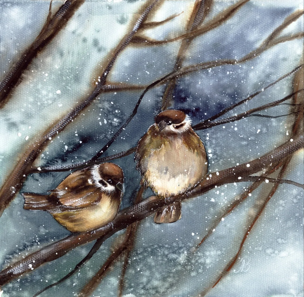 Картина «Воробушки» — Алла Валежина, Анималистика, аукцион Artstore