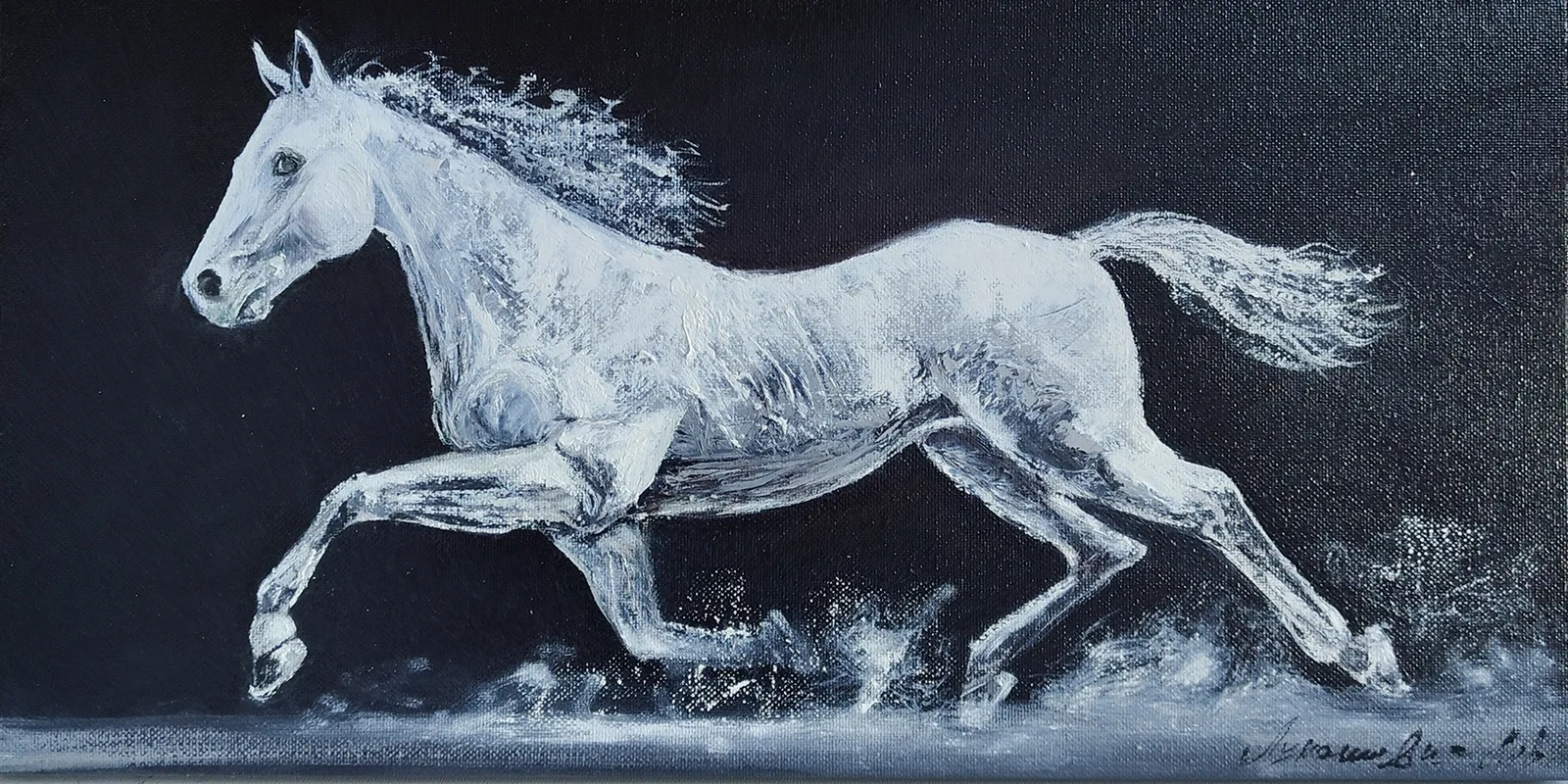 Картина «Лошадь белая» — Мария Лукашевич, Анималистика, аукцион Artstore