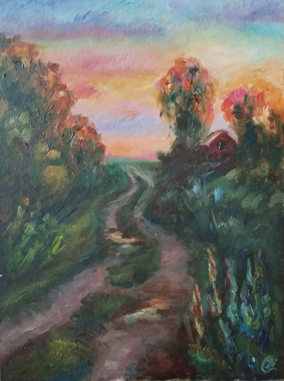 Картина «По просёлочной дороге» — Дина Смольникова, Пейзаж, аукцион Artstore