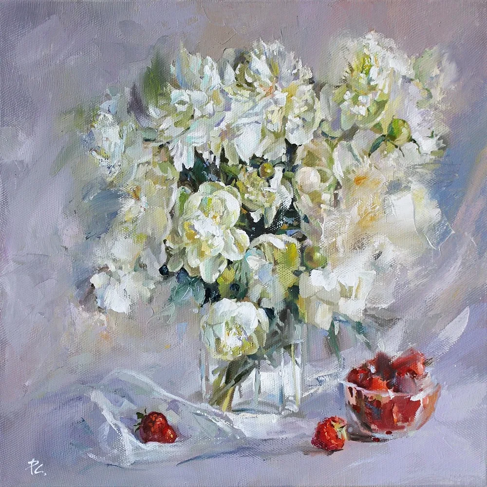 Картина «Цветы, клубника, лето» — Светлана Рогозина, Натюрморт, аукцион Artstore