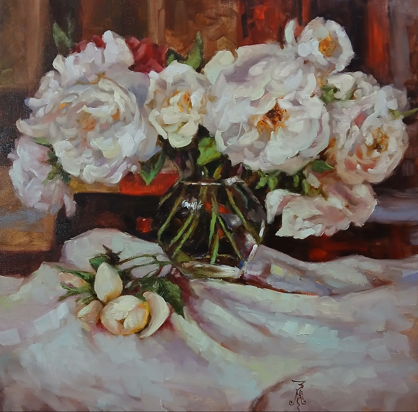 Картина «"Шелковый аромат белых роз"» — Марина Эмзе(Злобина), Натюрморт, аукцион Artstore