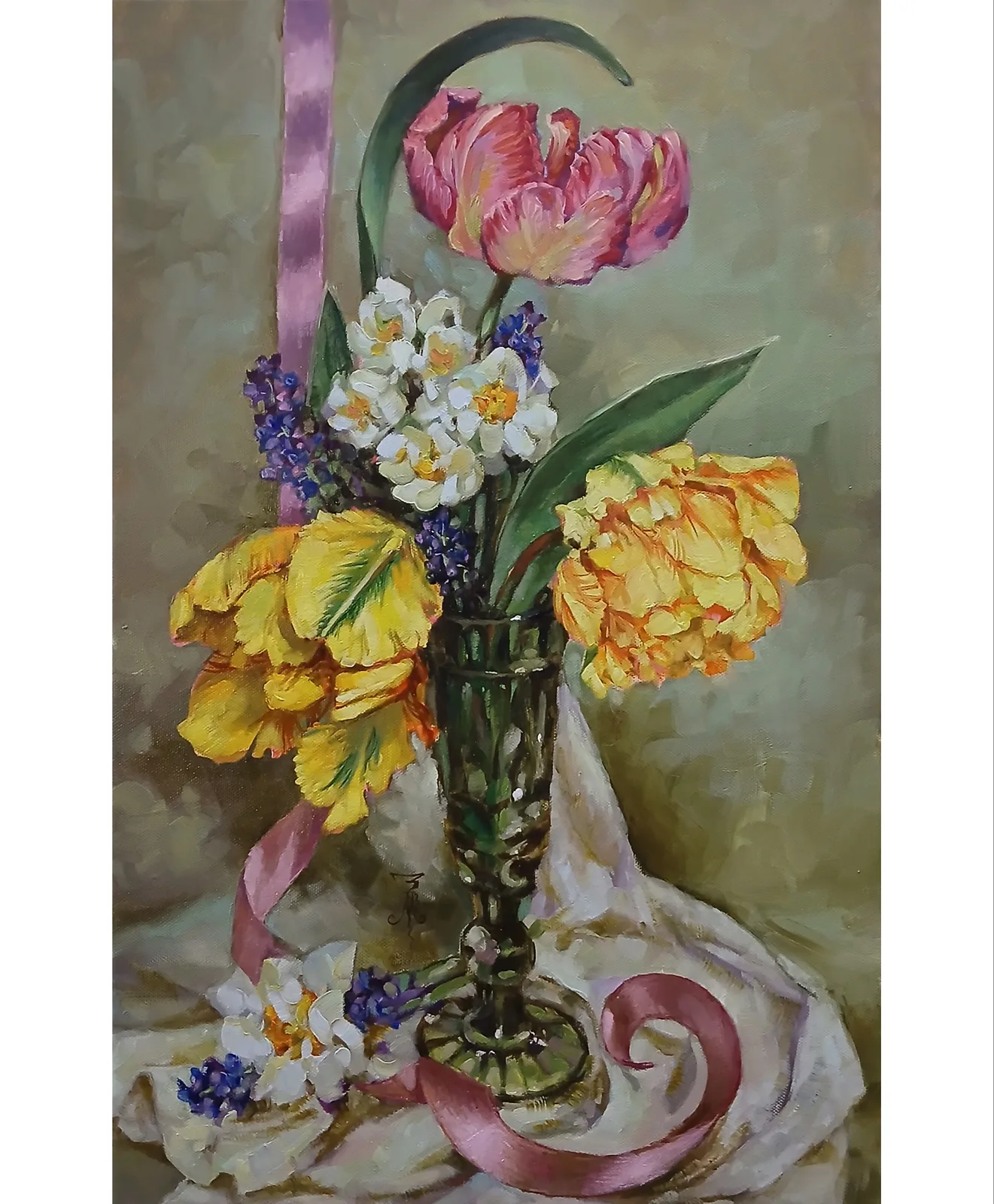 Картина «"Тюльпаны а-ля Мария Антуанетта"» — Марина Эмзе(Злобина), Натюрморт, аукцион Artstore