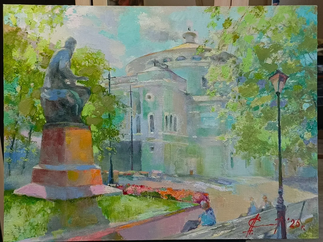 Картина «СПБ . В сквере у Театральной площади» — Александр Елисеев, Городской пейзаж, аукцион Artstore