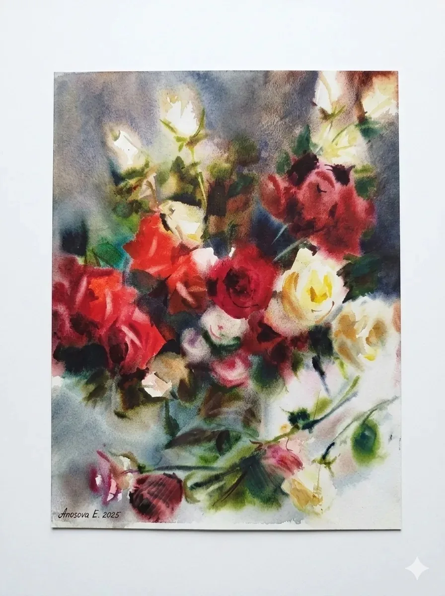 Картина «Февральские розы» — Екатерина Аносова, Натюрморт, аукцион Artstore