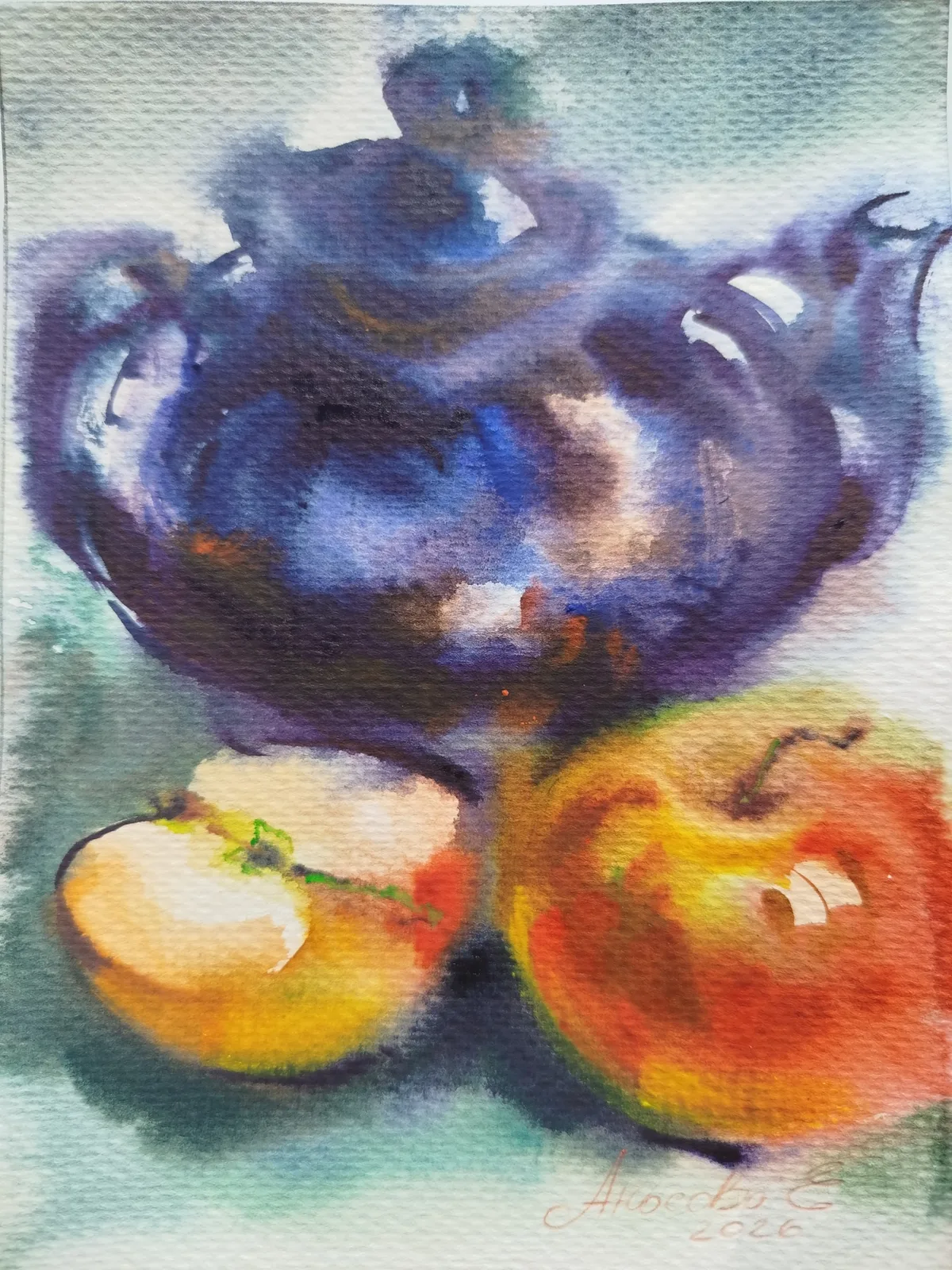 Картина «Яблоки с синим» — Екатерина Аносова, Натюрморт, аукцион Artstore