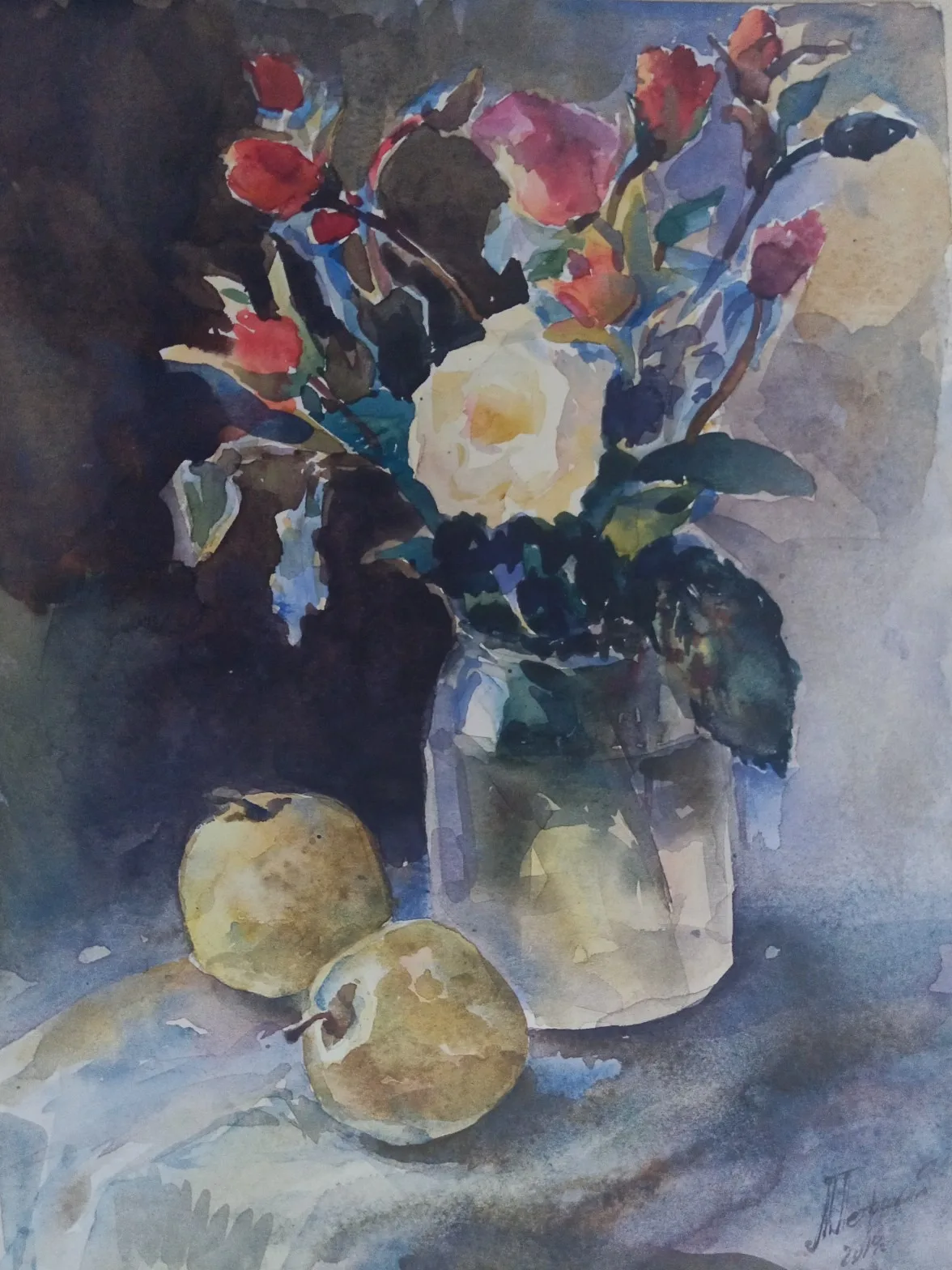 Картина «"Натюрморт с розами и яблоками"» — Марина Петрикий, Натюрморт, аукцион Artstore