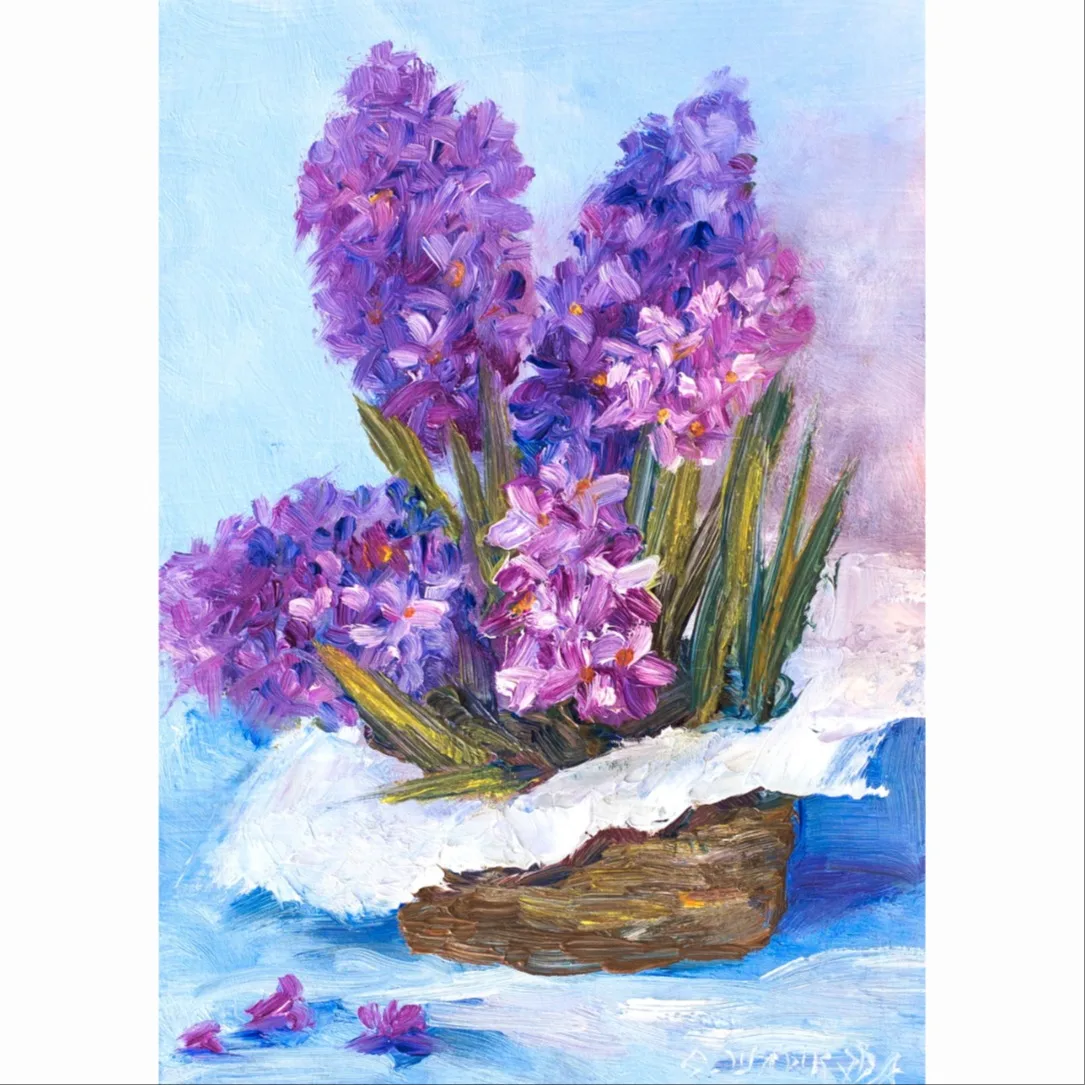 Картина «Этюд "Гиацинты" (по мотивам..) 21х14,8 см» — Ольга Шлыкова, Натюрморт, аукцион Artstore