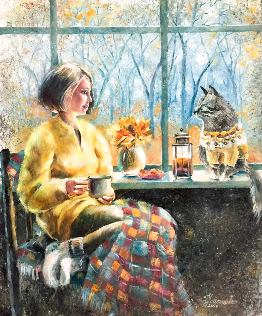 Картина «"У осеннего окна"» — Татьяна Устьянцева, Жанровая живопись, аукцион Artstore