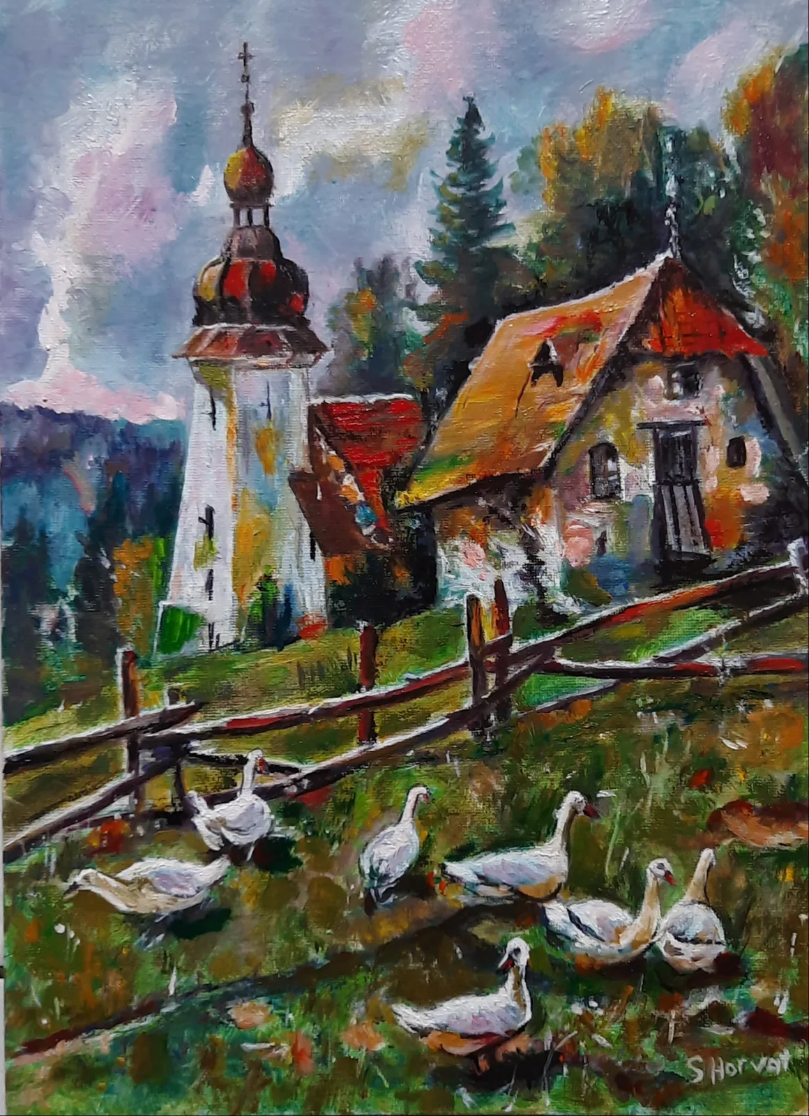 Картина «Гуси» — Светлана Хорват, Пейзаж, аукцион Artstore