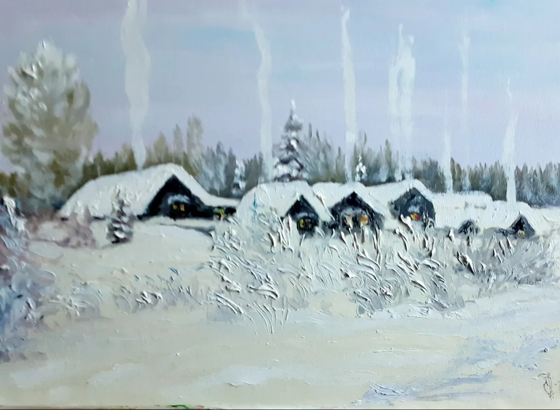 Картина «" Северная деревушка"» — Надежда Соболева, Пейзаж, аукцион Artstore