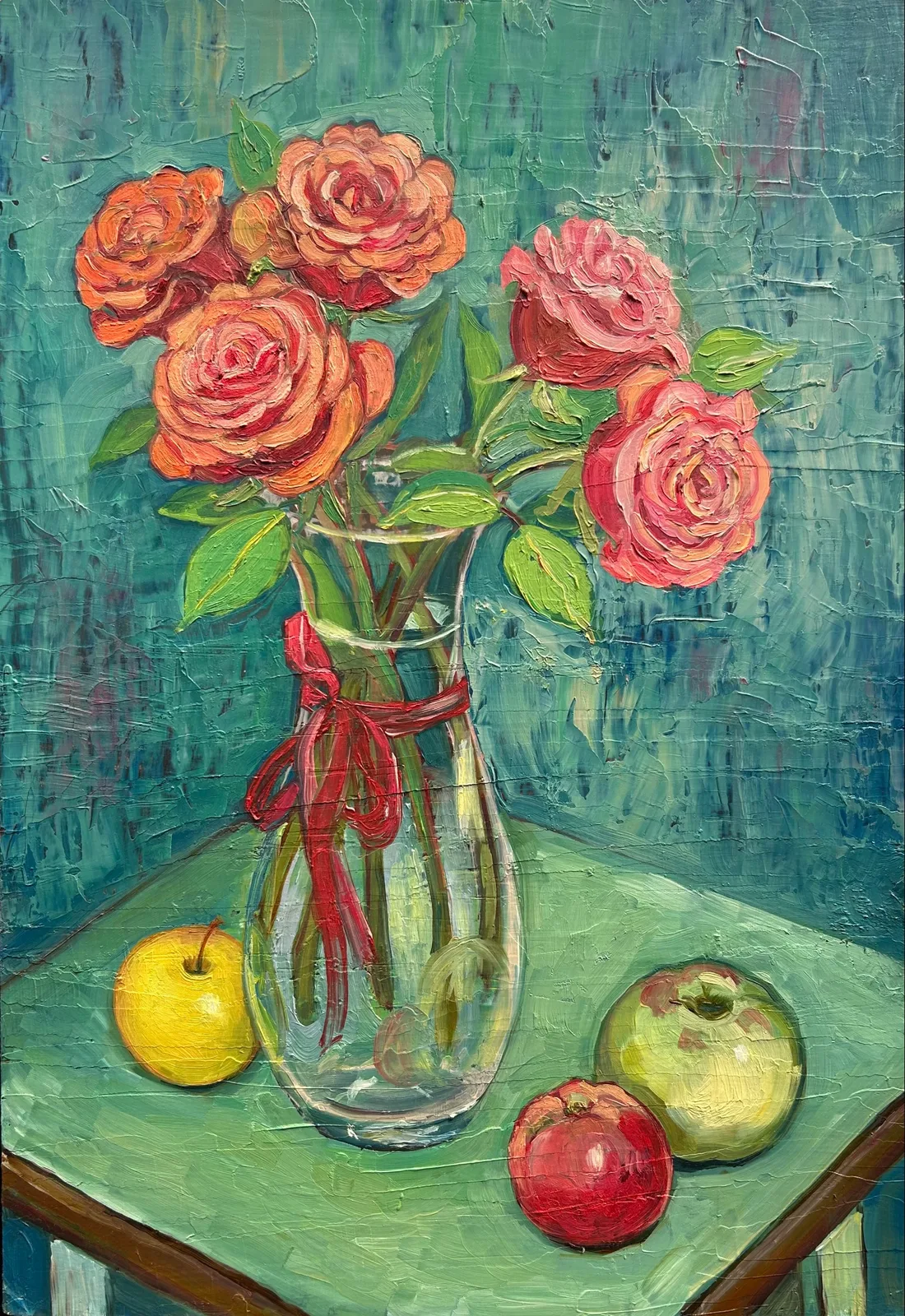 Картина «Розы мастихином» — Любава Пакалка, Натюрморт, аукцион Artstore