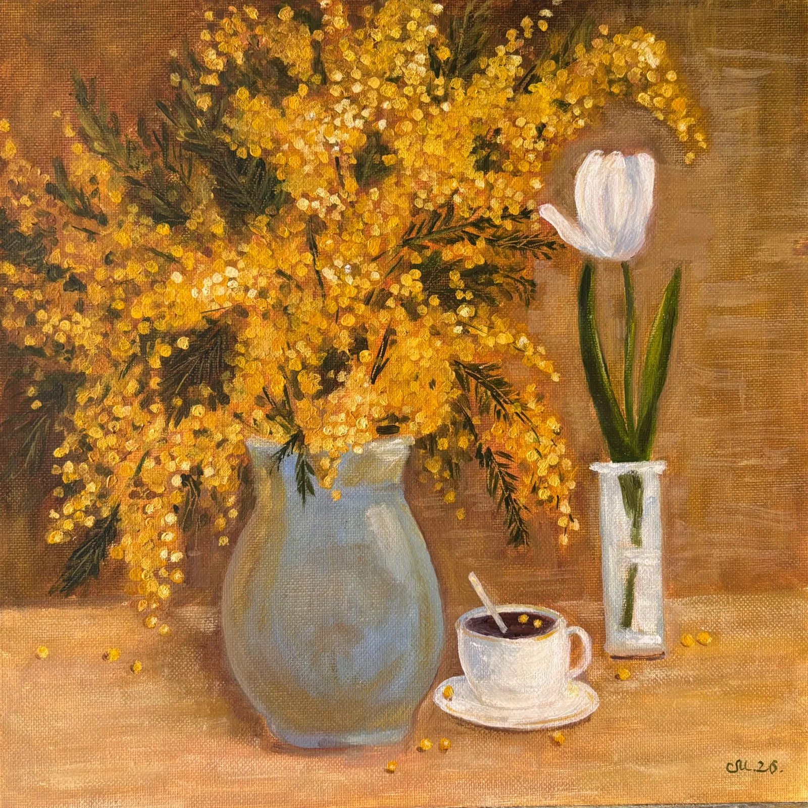 Картина «Мимоза и тюльпан» — Марина Сметанина, Натюрморт, аукцион Artstore