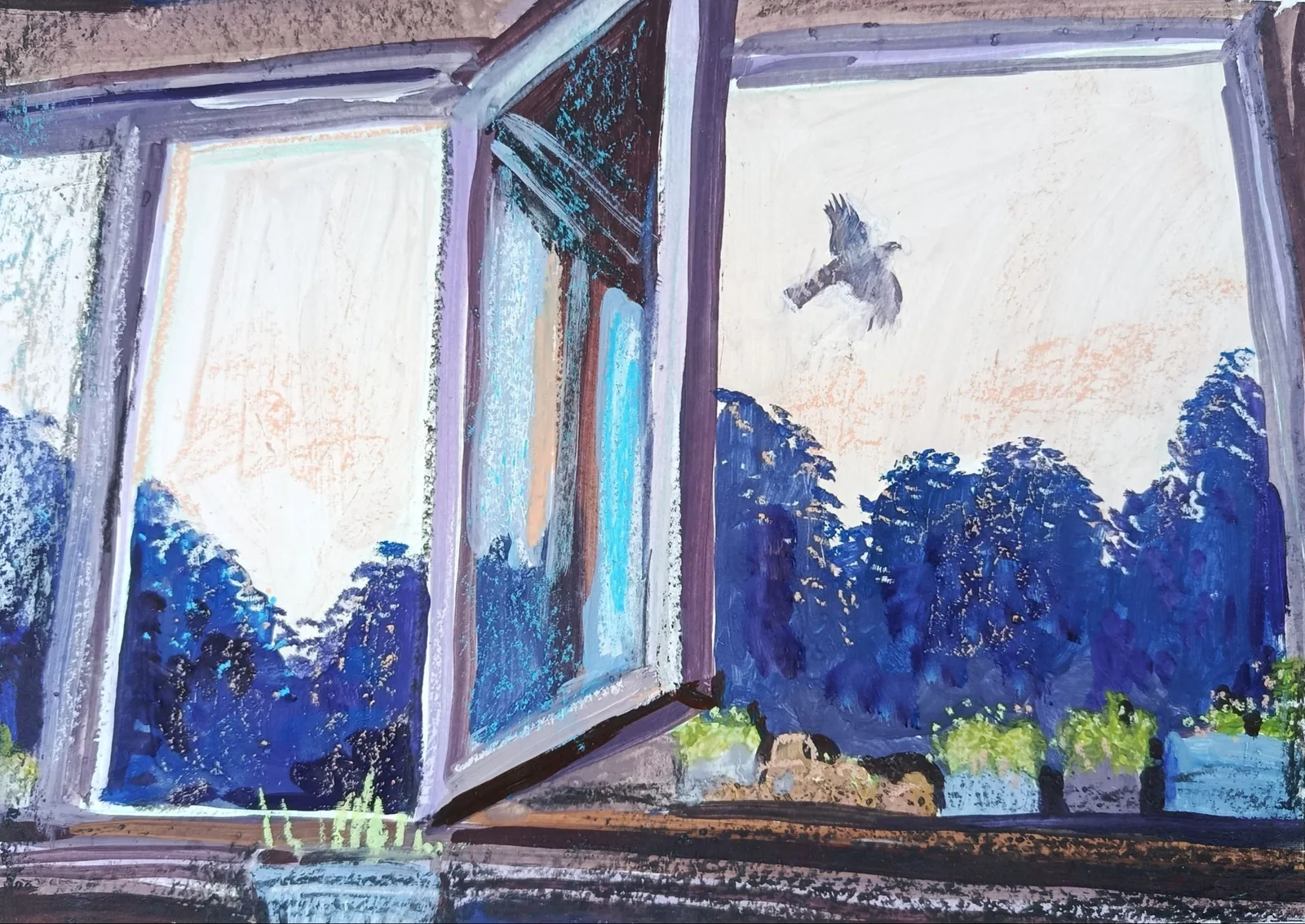 Картина «Окно открыто. Птица летит» — Оксана Нагорская, Пейзаж, аукцион Artstore