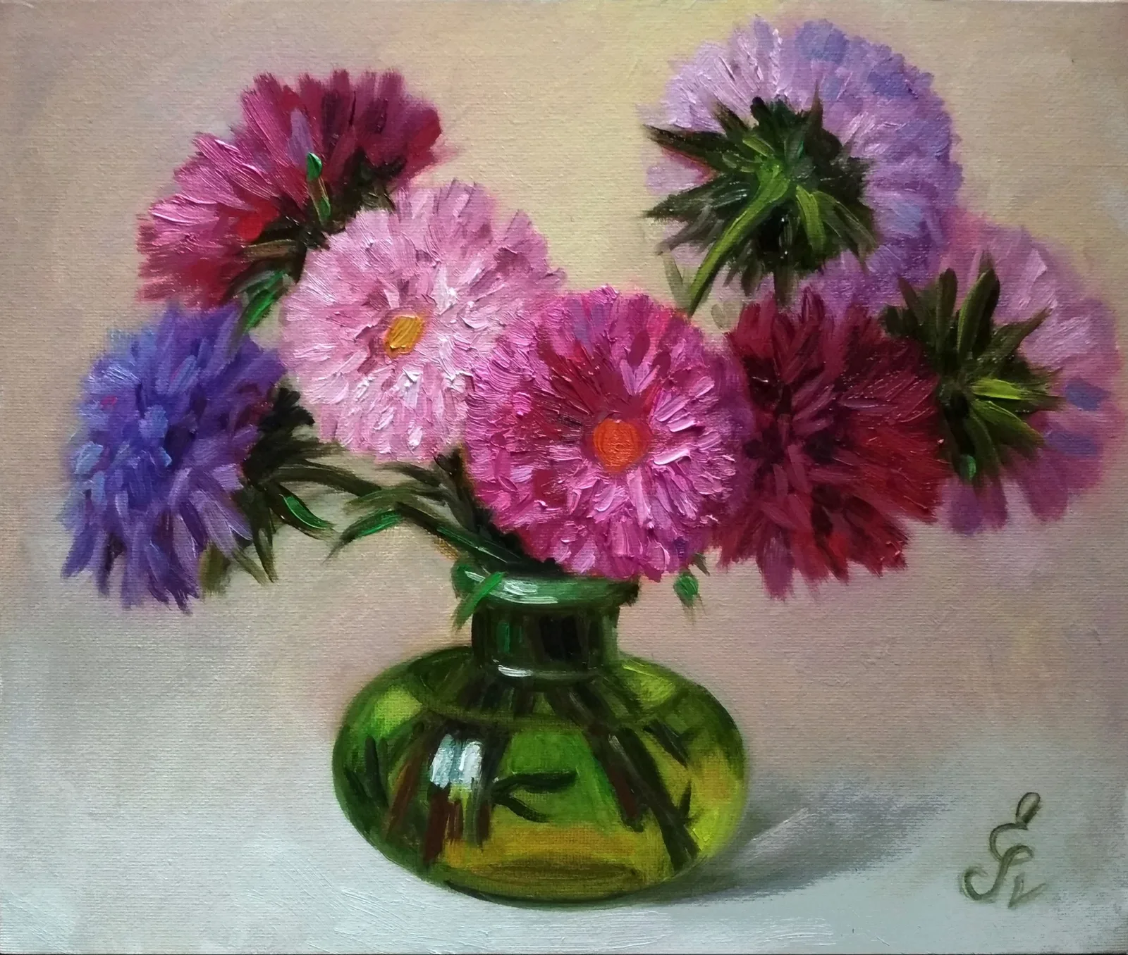 Картина «"Маленький букетик астр"» — Елена Лаушкина, Натюрморт, аукцион Artstore