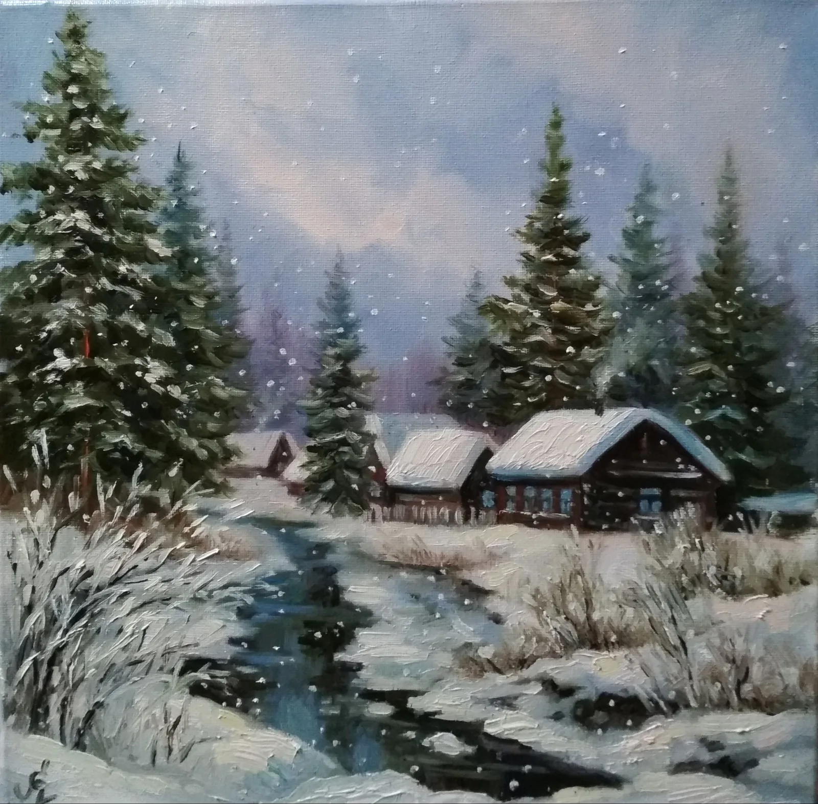 Картина «"У зимнего ручья"» — Елена Лаушкина, Пейзаж, аукцион Artstore