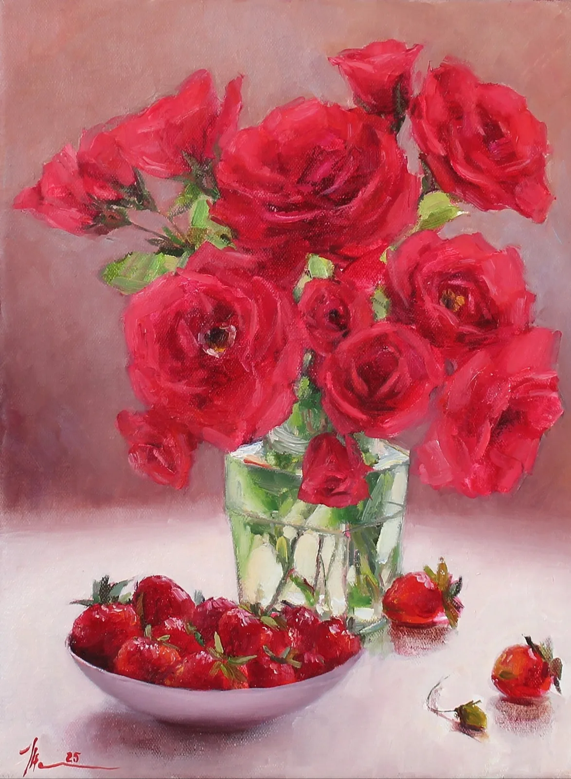 Картина «Красные розы» — Марина Пирожникова, Натюрморт, аукцион Artstore