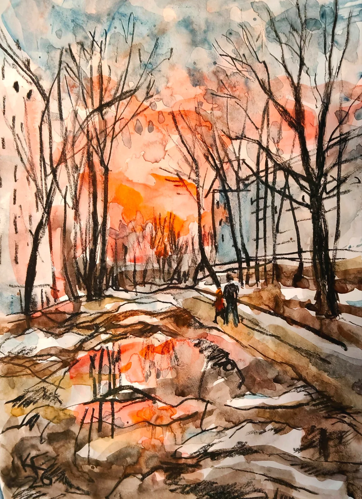 Картина «Гольяново. Вечерние прогулки.» — Галина Кара, Городской пейзаж, аукцион Artstore