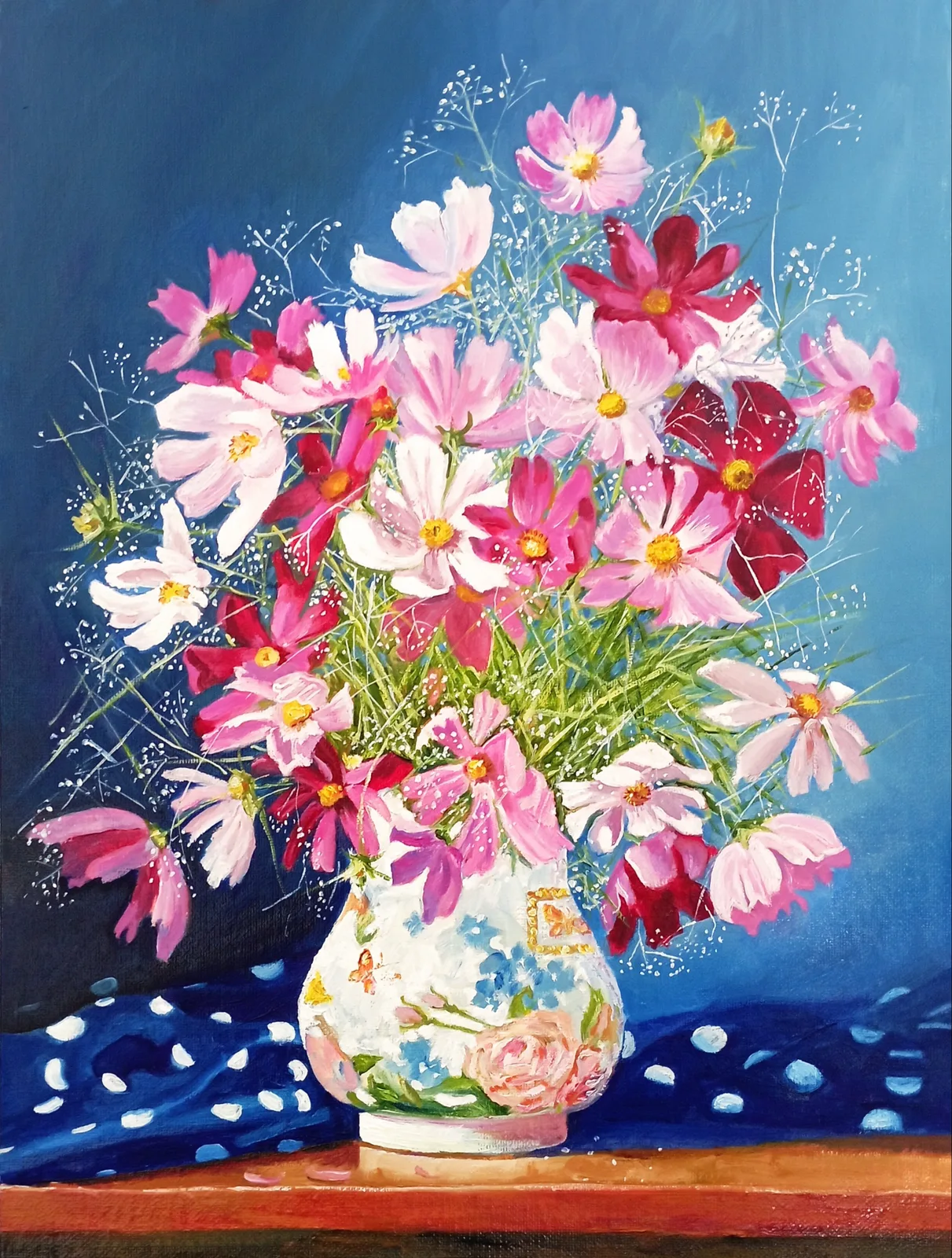 Картина «Розовое на синем.» — Татьяна Мельгунова, Натюрморт, аукцион Artstore