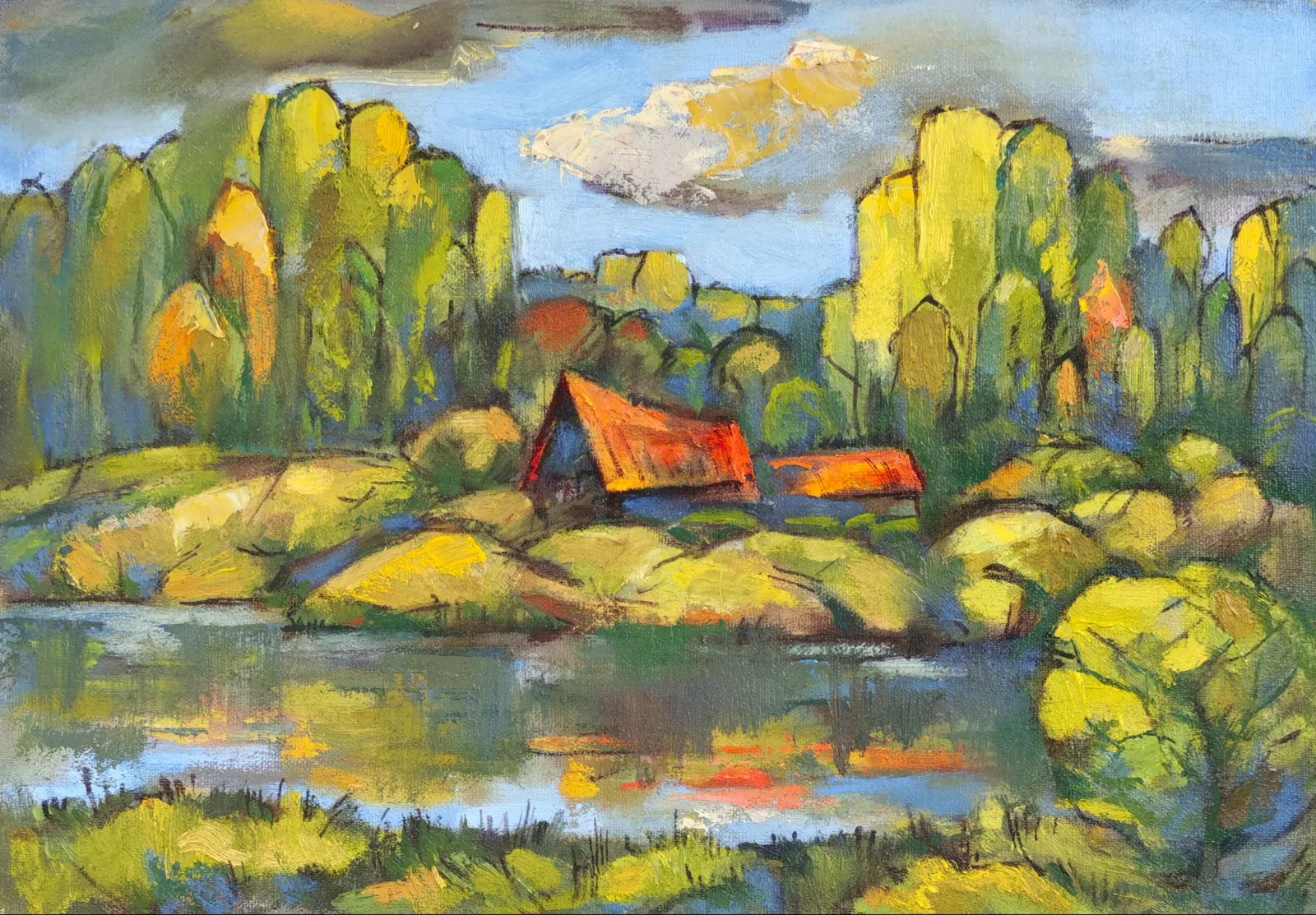 Картина «Дом с красной крышей» — Иван Сомов, Пейзаж, аукцион Artstore