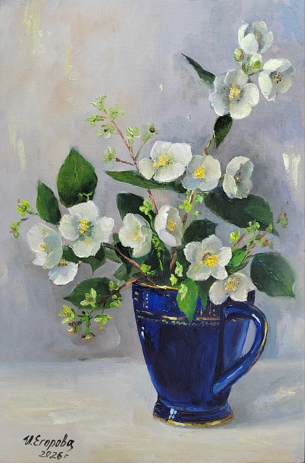 Картина «Ветка жасмина садового» — Ирина Егорова, Натюрморт, аукцион Artstore