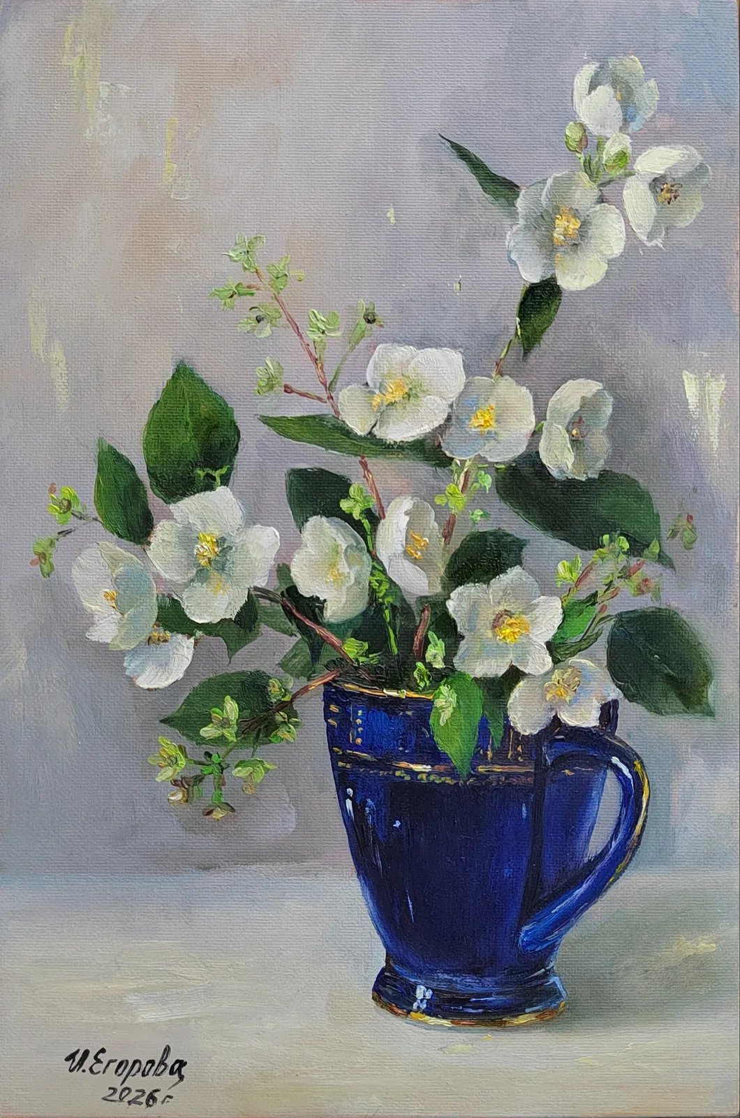 Картина «Ветка жасмина садового» — Ирина Егорова, Натюрморт, аукцион Artstore