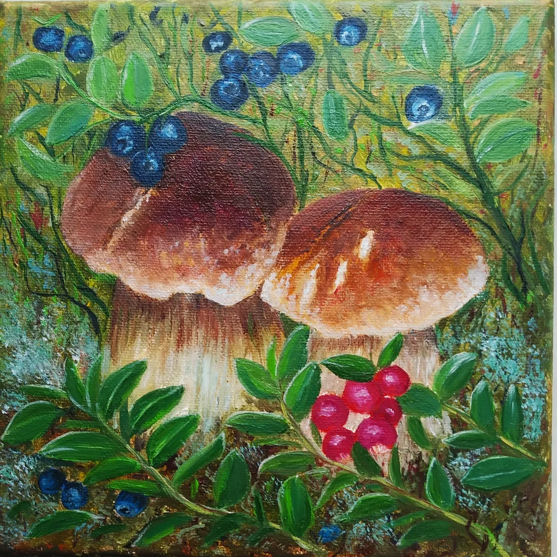 Картина «Белые грибочки.» — Вера Полежаева, Пейзаж, аукцион Artstore