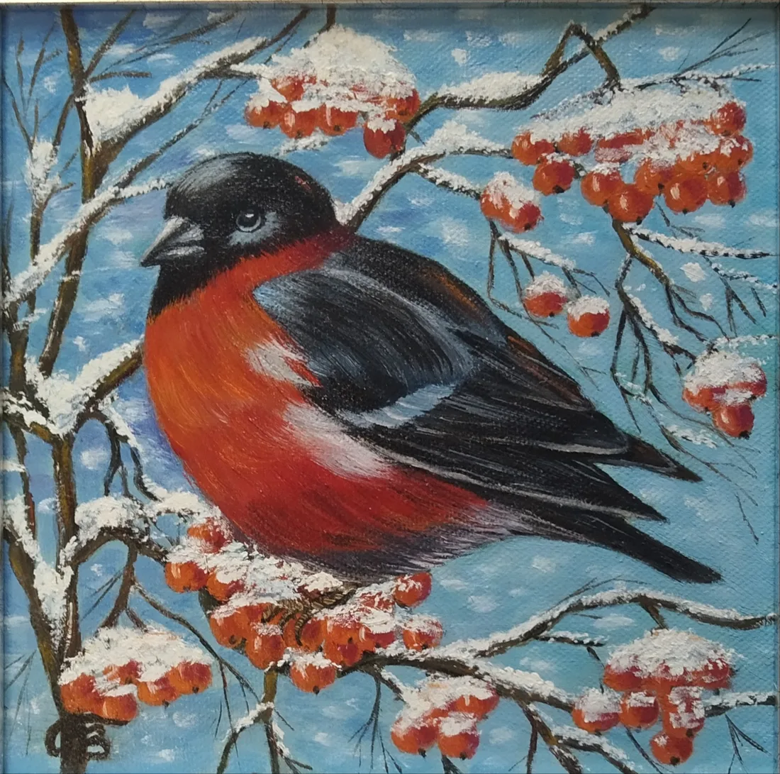Картина «Снегирь» — Вера Полежаева, Анималистика, аукцион Artstore