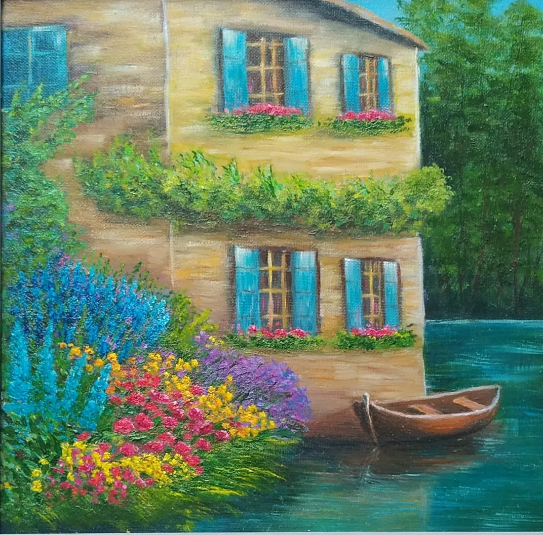 Картина «Дом у озера» — Вера Полежаева, Пейзаж, аукцион Artstore