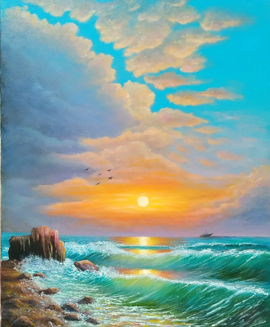 Картина «Золотой час на море» — Вера Полежаева, Пейзаж, аукцион Artstore
