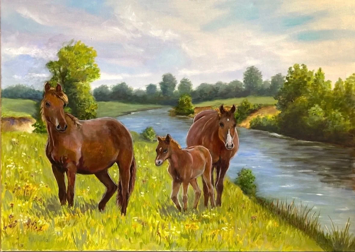 Картина «Пейзаж с лошадьми» — Светлана Здорова, Пейзаж, аукцион Artstore