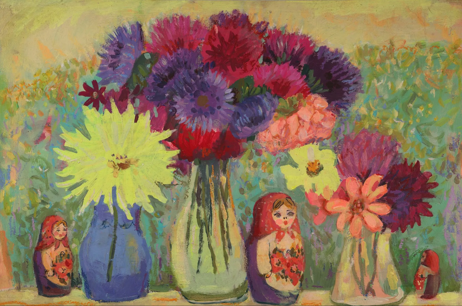 Картина «Серия "Матрешки". Астры» — Оксана Нагорская, Натюрморт, аукцион Artstore