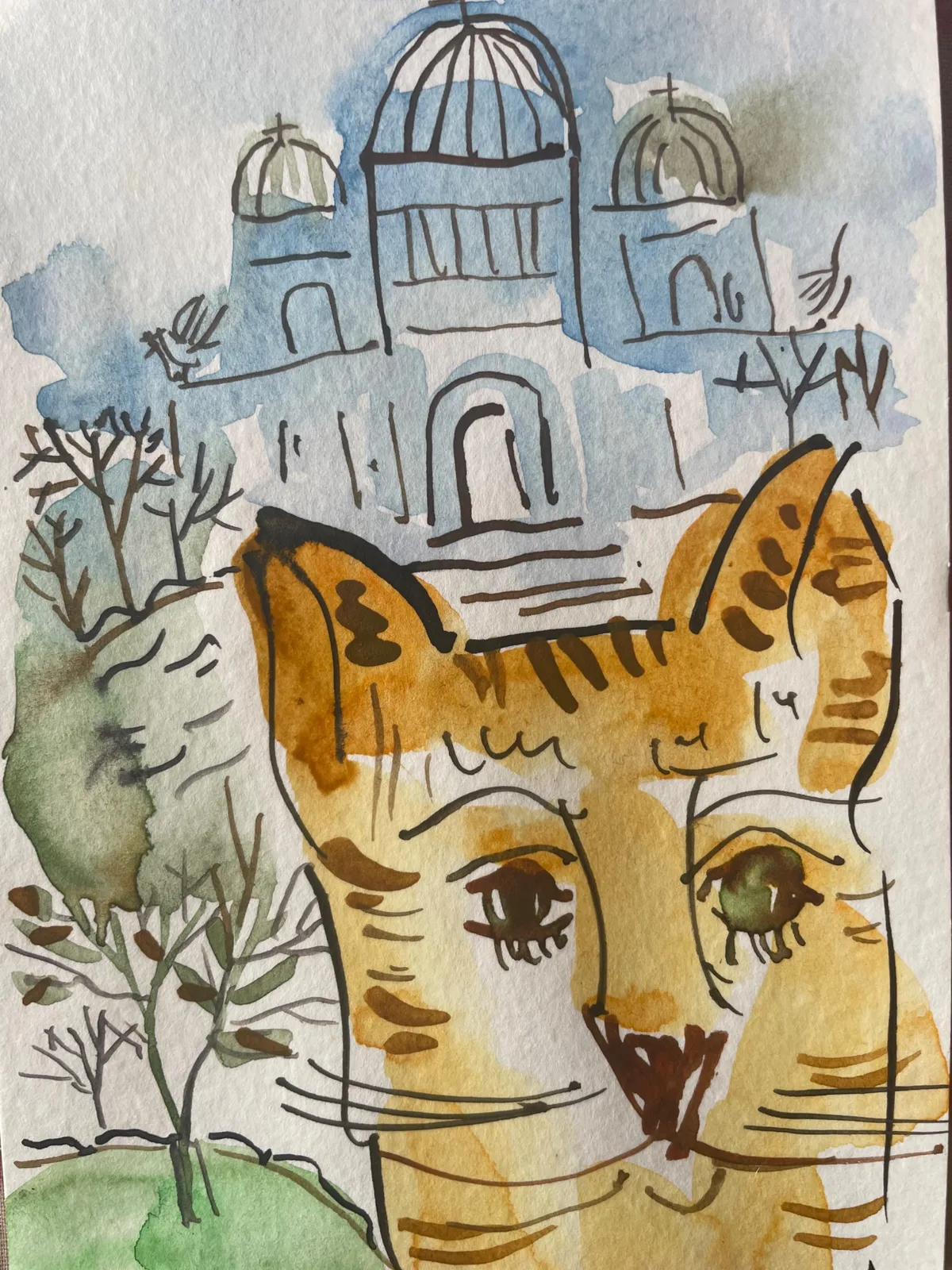 Картина «Котик в городе» — Маша Казак, Анималистика, аукцион Artstore