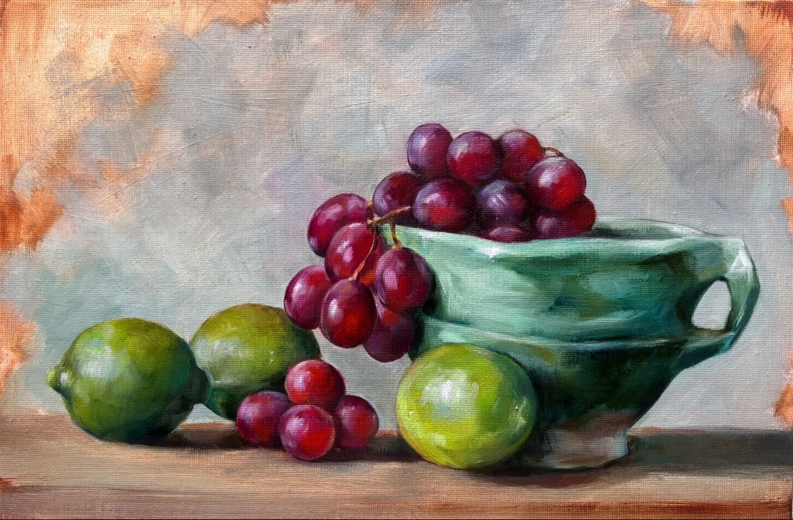 Картина ««Натюрморт с виноградом и лаймами»» — Екатерина Терентьева, Натюрморт, аукцион Artstore