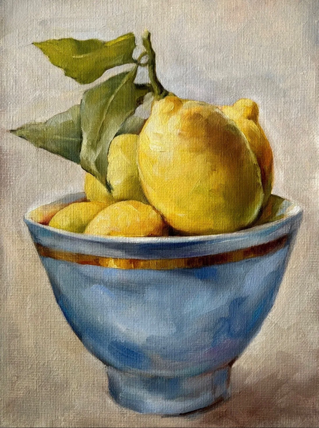 Картина ««Лимоны в синей пиале»» — Екатерина Терентьева, Натюрморт, аукцион Artstore