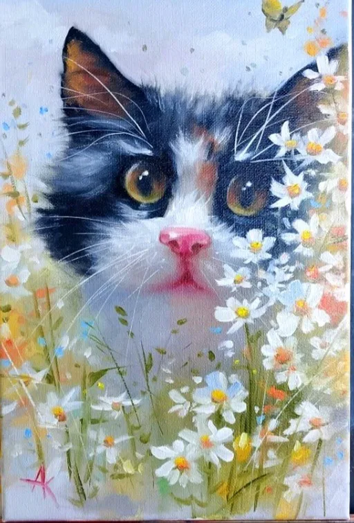 Котик в цветах