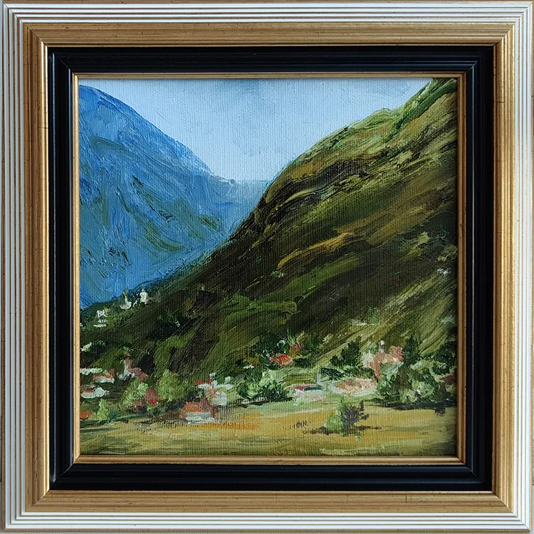 Картина с горным пейзажем