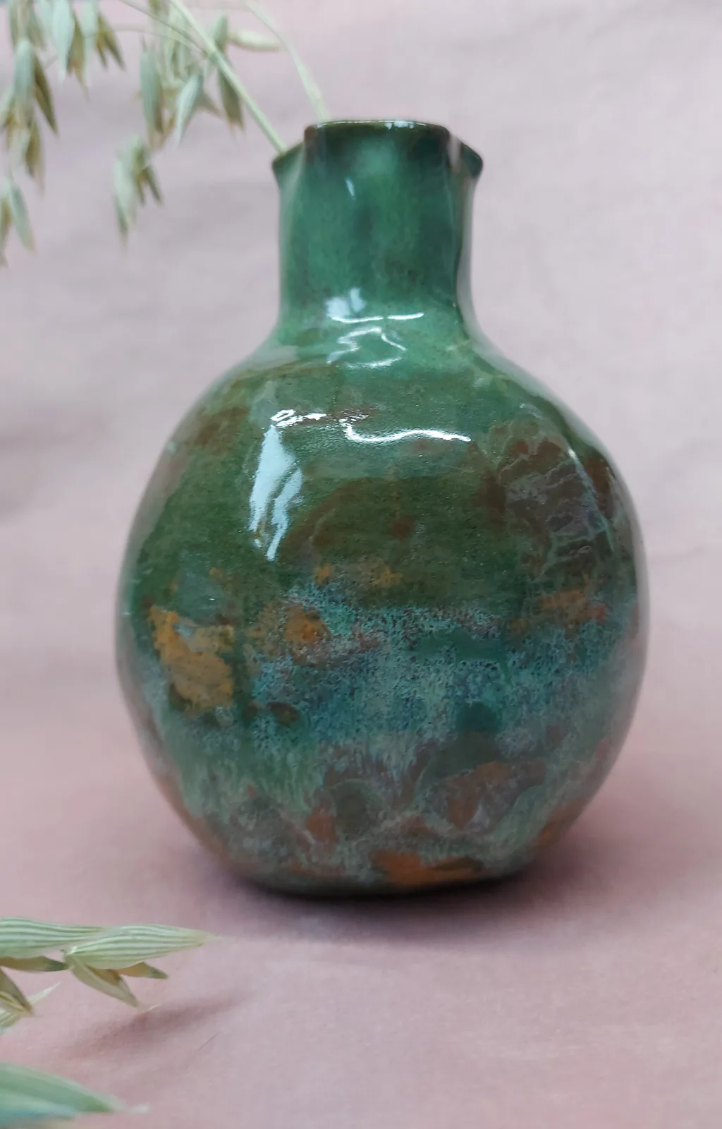 Ваза круглая зелёная