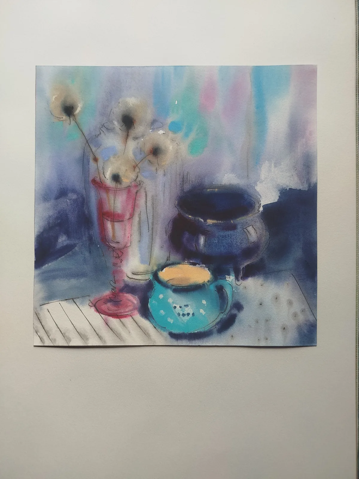 Голубой натюрморт или одуванчики