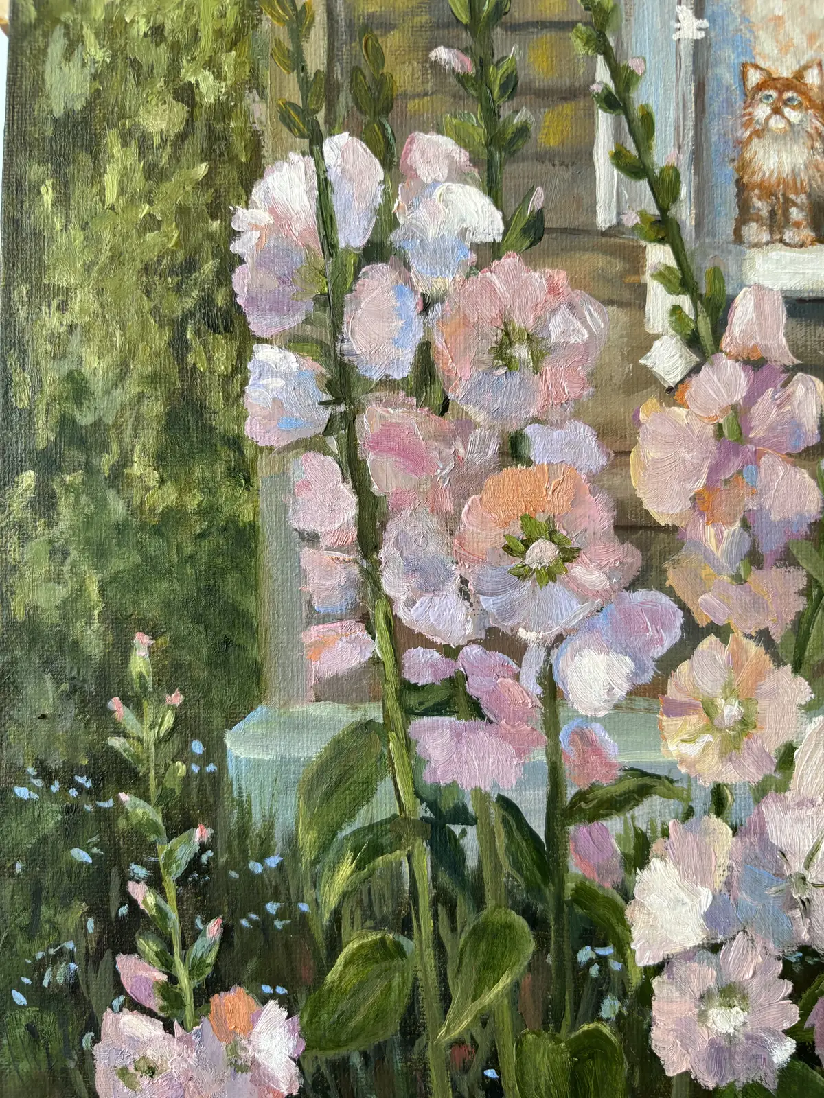 Мальвы и котенок