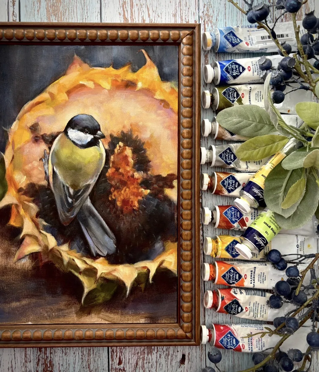 «Синичка на подсолнухе»